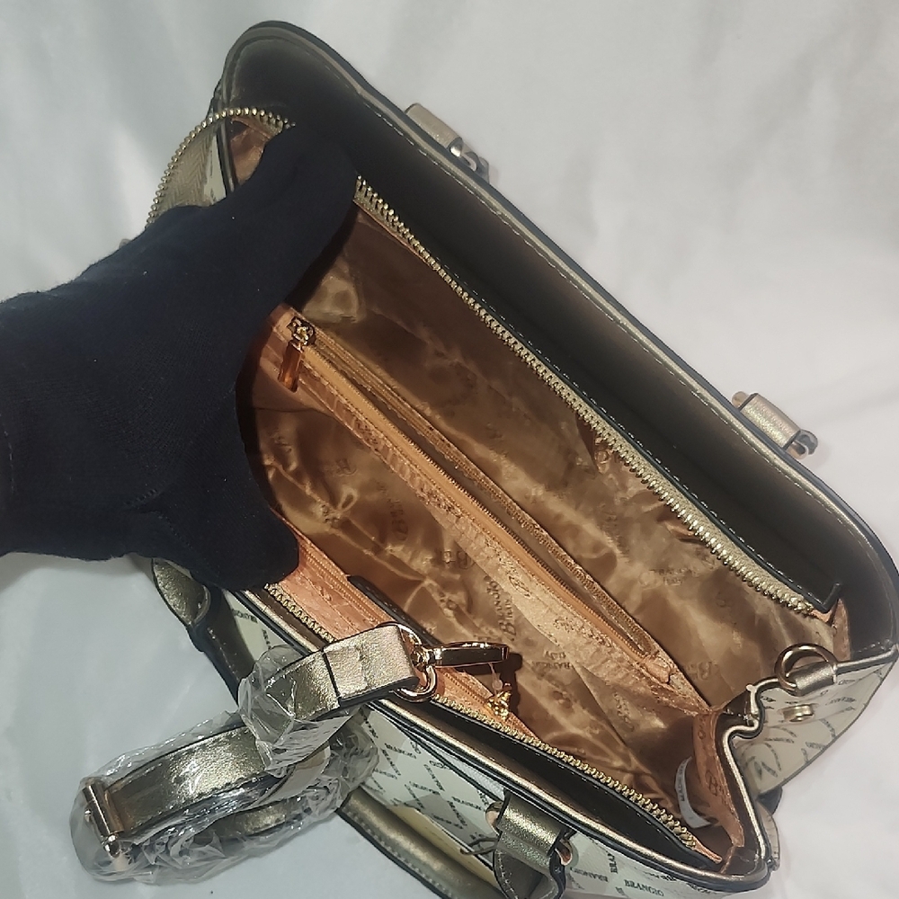 Brangio Italy Brown and Cream Satchel by Beverly Hills Polo Club - Picture 7 of 9